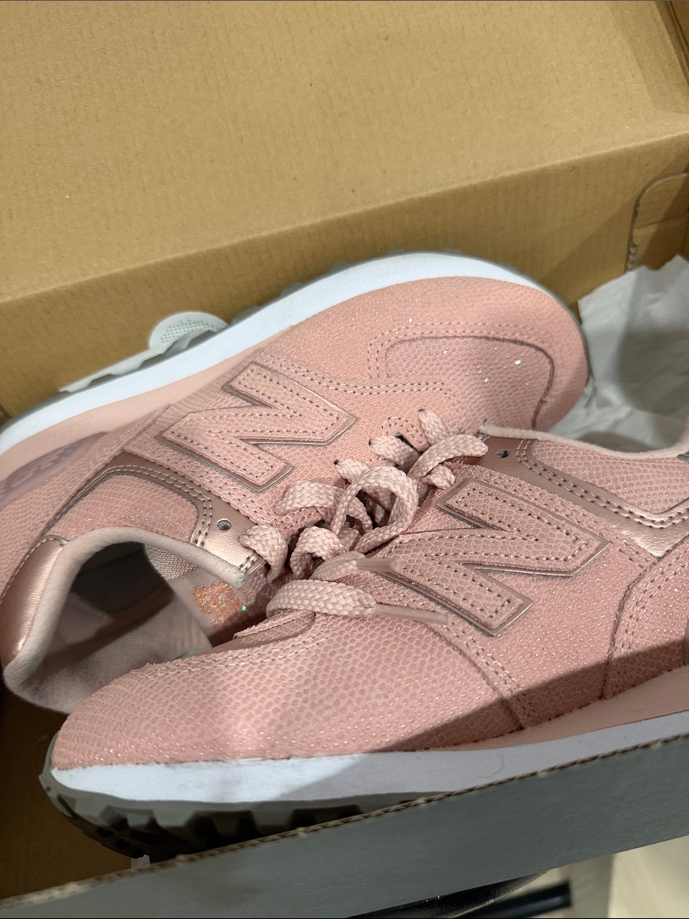 New Balance Sparkly Rosé Pink Sneakers - Picture 2 of 8